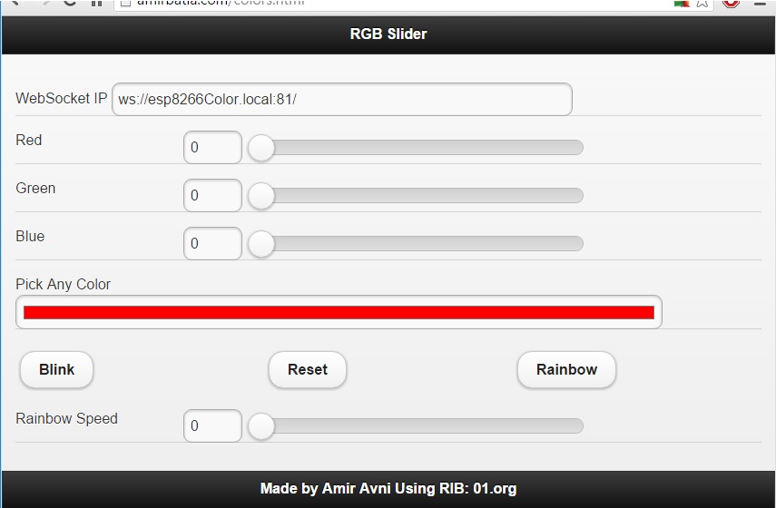 Websocket webpage example