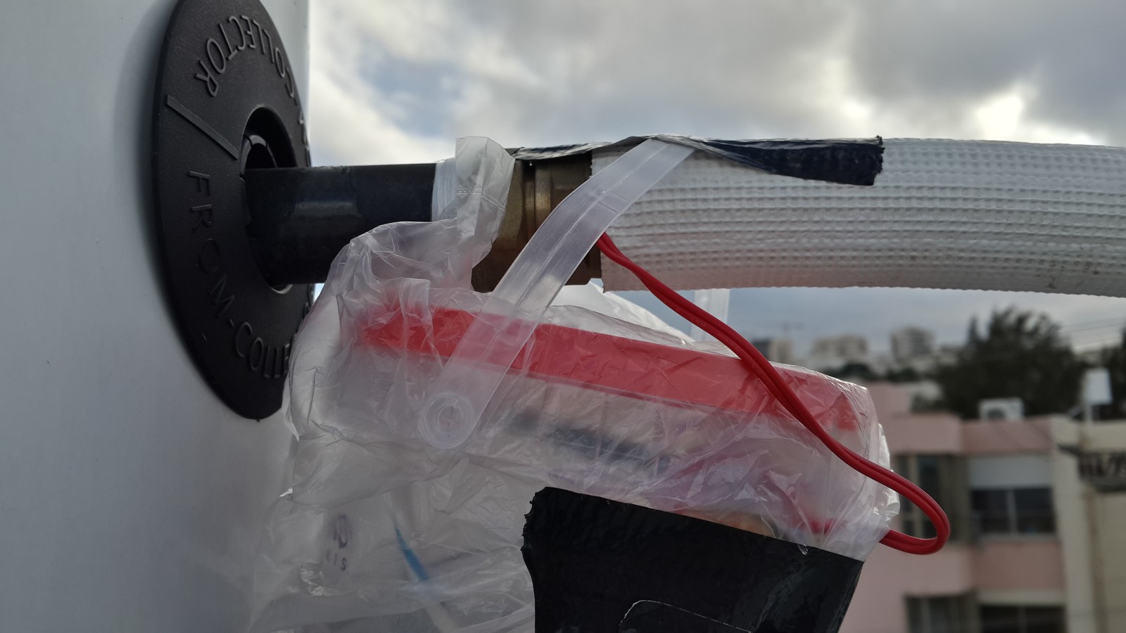 Solar power ESP8266 sealed in plastic box thermistor in place